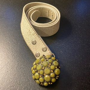VERA PELLE Vintage Jeweled Green and Topaz Yellow Belt SZ M